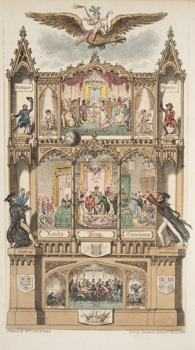 Frontispiz, aus The English Spy, veröffentlicht 1824 von Isaac Robert Cruikshank