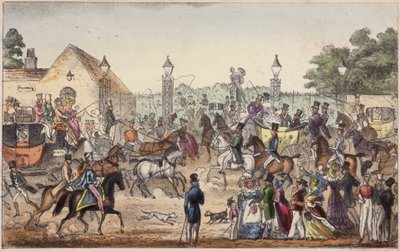 Die Ankunft oder der westliche Eingang nach Cockney Land (farbige Gravur) von Isaac Robert Cruikshank