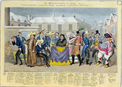 Das Mathew-Orama für 1824, veröffentlicht von G. Humphrey, 1824 (farbige Radierung) von Isaac, Robert and George Cruikshank