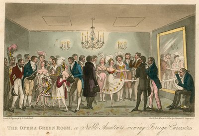 Der grüne Raum der Oper, oder Edle Amateure betrachten ausländische Kuriositäten von Isaac, Robert and George Cruikshank
