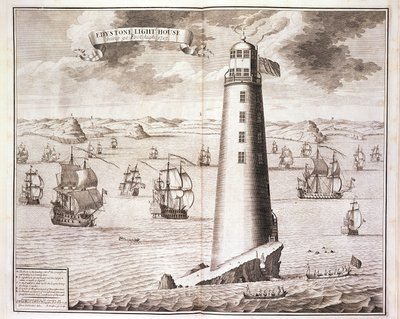 Der Eddystone-Leuchtturm, graviert von Hendrick Hulsbergh, 1713 von Isaac Sailmaker