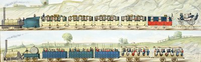Reisen auf der Liverpool und Manchester Eisenbahn, graviert von S.G. Hughes, ca. 1831 von Isaac Shaw