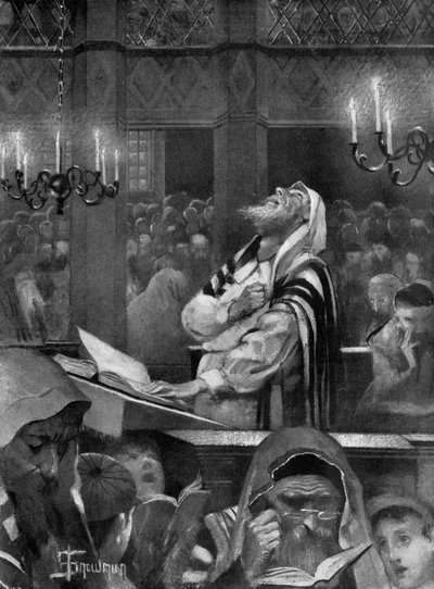 Szene in einer Synagoge, der große Versöhnungstag, 6. Oktober 1897 von Isaac Snowman