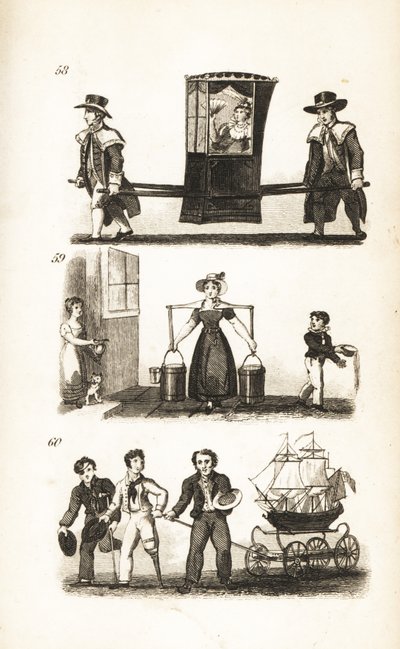 Die Sänfte, die Milchmagd und die Matrosen und das Schiff von Isaac Taylor