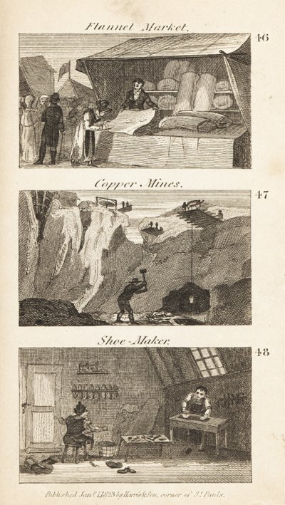 Berufe im Regency-England: Flanellmarkt, Kupferminen und Schuhmacher von Isaac Taylor