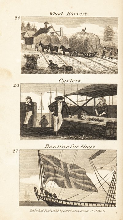 Berufe im Regency-England: Weizenernte, Austern und Buntine für Flaggen von Isaac Taylor