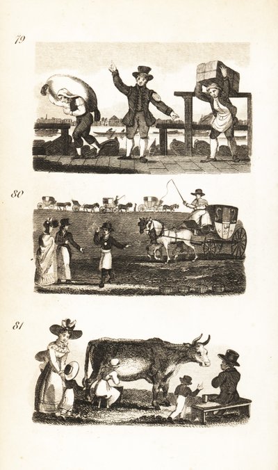 Wasserträger, Ticket-Porter, Fellowship-Porter, Kutschstand und frische Milch von der Kuh von Isaac Taylor