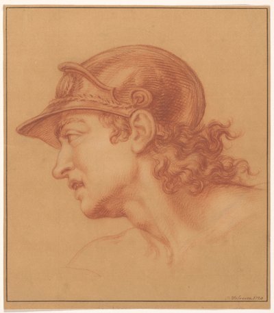 Studie eines Mannes mit Helm und Locken von Isaac Walraven