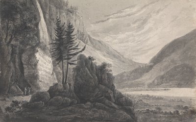 Gebirgslandschaft mit Inschrift an Salomon Gessner (Schweiz) von Isaac Weld