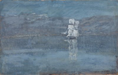 Landschaft mit einem Segelboot von Isaak Ilyich Levitan