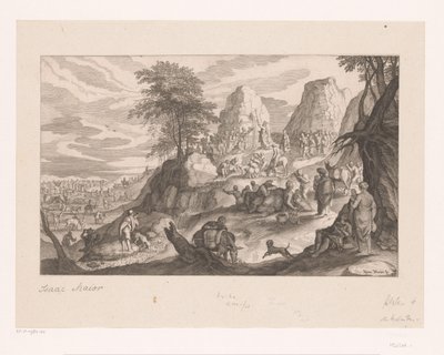 Landschaft mit Moses, der Wasser aus dem Felsen schlägt von Isaak Major