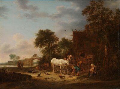 Landgasthof mit einem Pferd am Trog von Isack van Ostade