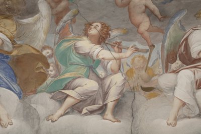 Engel, musizierende Engel und Putten, Detail des Paradieses mit ewigem Vater (Detail) von Isidoro Bianchi
