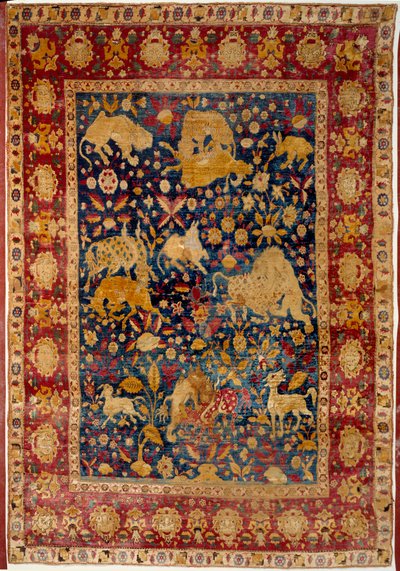 Islamische Kunst: Seidenteppich mit Tierdekoration 