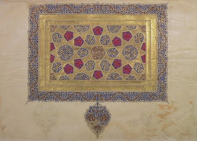 Seite aus einem Koran-Manuskript, illuminiert von Mohammad ebn Aibak, Il-Khanid-Periode, frühes 14. Jahrhundert von Islamic School