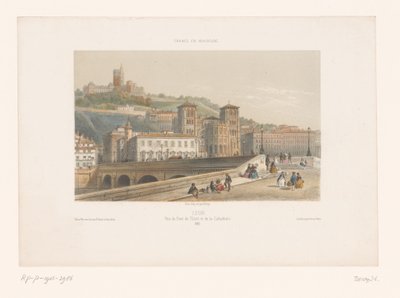 Blick auf die Pont Tilsitt und die Kathedrale Saint-Jean in Lyon von Isodore Laurent Deroy