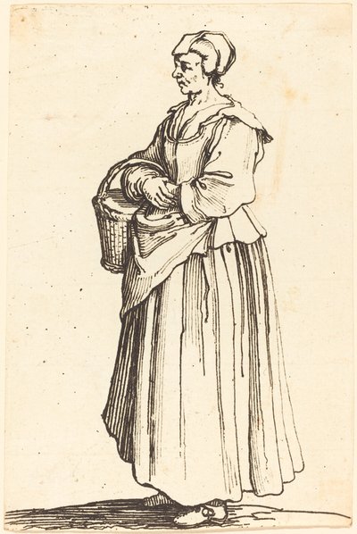 Bäuerin mit Korb, im Profil, nach links gewandt von Israel Henriet after Jacques Callot
