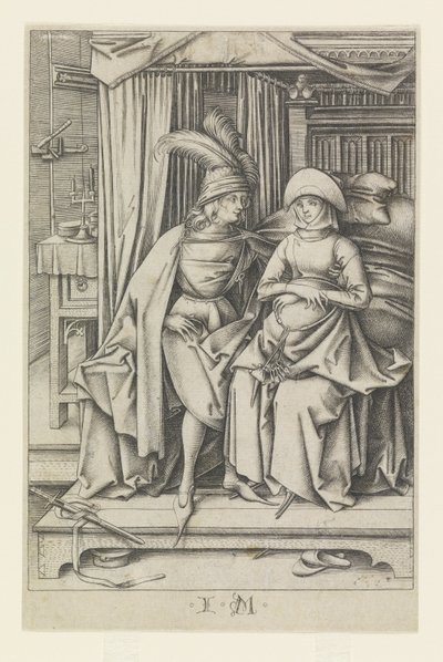 Paar auf einem Bett, aus Szenen des täglichen Lebens von Israhel van Meckenem
