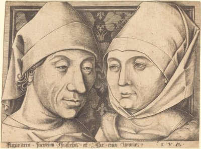 Doppelporträt von Israhel van Meckenem und seiner Frau Ida, ca. 1490 von Israhel van Meckenem