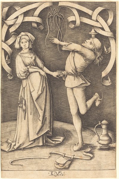 Der Jongleur und die Frau, ca. 1495-1503 von Israhel van Meckenem