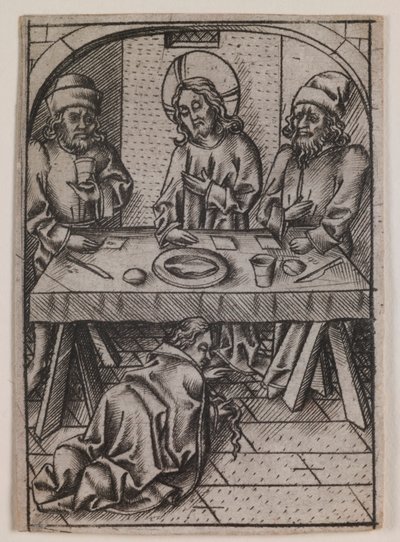 Maria Magdalena wäscht die Füße Christi von Israhel van Meckenem the younger