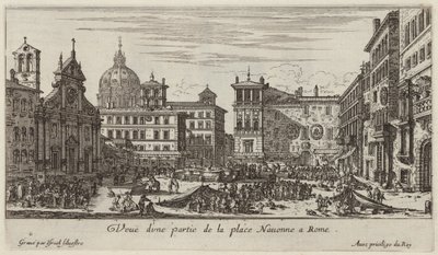 Ansicht eines Teils des Navona-Platzes in Rom von Israël Silvestre