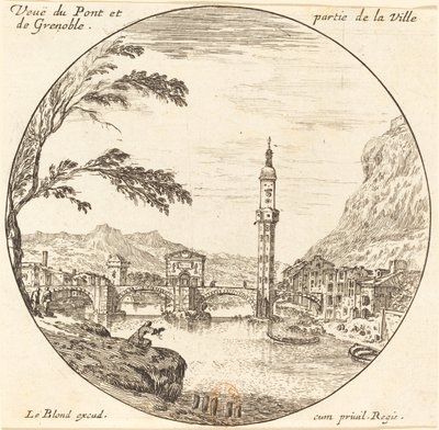 Ansicht der Brücke und eines Teils der Stadt Grenoble von Israël Silvestre