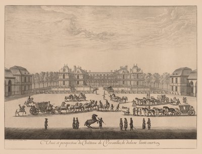 Ansicht und Perspektive des Schlosses von Versailles, von innen der Vorhof von Israël Silvestre