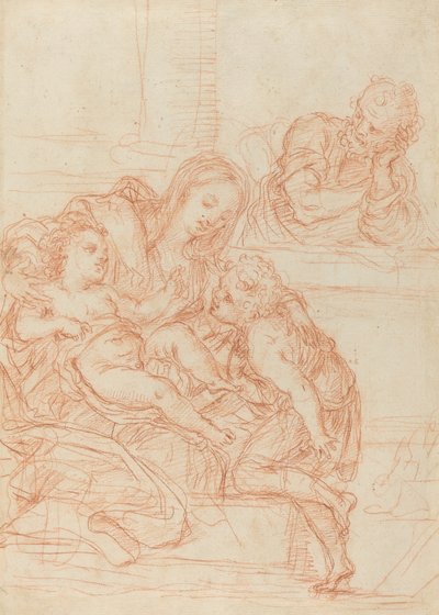Madonna mit Kind und den Heiligen Johannes und Josef (recto) von Italian 17th Century