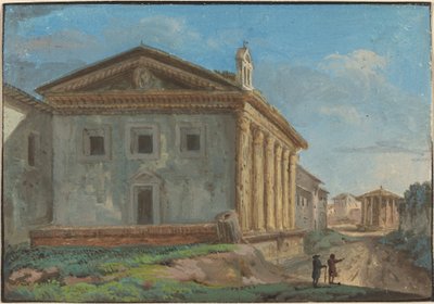Tempio della Fortuna Virile mit dem Tempio di Vesta in der Ferne von Italian 18th Century