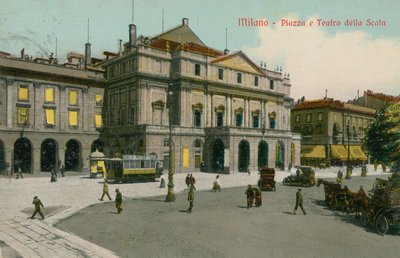 Mailand - Piazza und Teatro alla Scala. Postkarte gesendet im Jahr 1913 von Italian Photographer