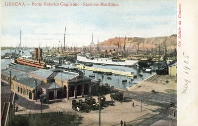 Ponte Federico Guglielmo und Fährterminal, Genua von Italian Photographer