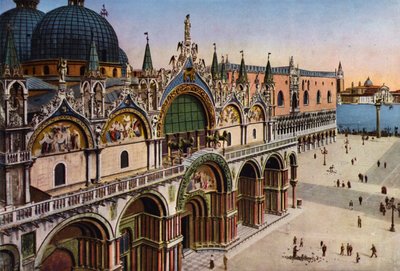 Venedig: Fassade der Basilika von der Uhrturm gesehen von Italian Photographer