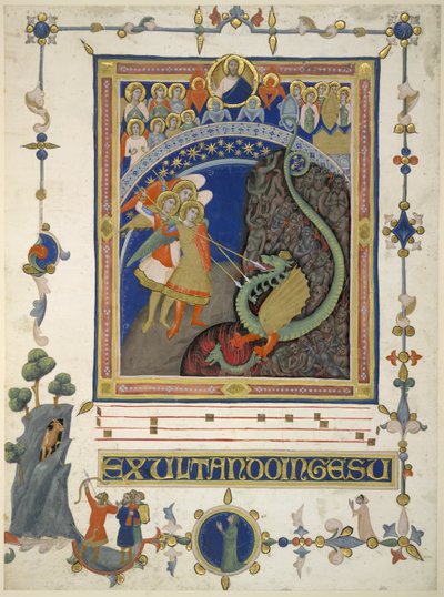 St. Michael und seine Engel im Kampf mit dem Drachen und seinem Heer von Italian School