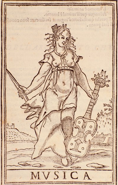 "Allegorie der Musik" Seite aus "Somma di tutte le scienze" Essay von Aurelio Marinati (16. Jahrhundert) von Italian School