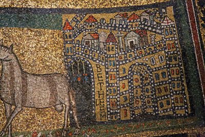 Apsis-Detail, Bethlehem und Schafe von Italian School