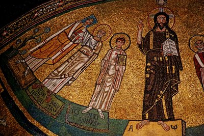 Apsis mit Christus, Heiligen und Papst Gregor IV (Mosaik) von Italian School