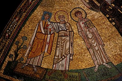 Apsis mit Heiligen und Papst Gregor IV (Mosaik) von Italian School