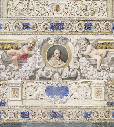 Architektonisches Schema mit einem Porträt von Papst Urban VIII. (1568-1644) in einer Kartusche, wahrscheinlich 17. Jahrhundert von Italian School
