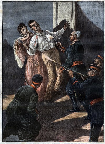 Ermordung des Königs und der Königin von Serbien (König Alexander Obrenovich und Königin Draga Masshin Opfer einer Karageorgevich-Verschwörung) Juni 1903. "La Tribuna Illustrata" von Juni 1903. von Italian School