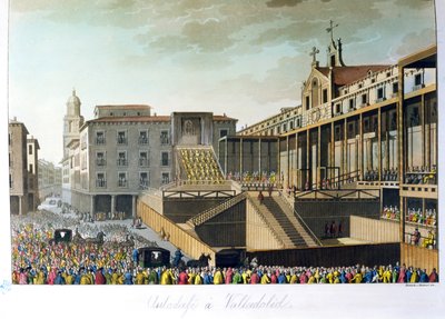 Auto da Fe in Valladolid, aus Le Costume Ancien et Moderne von Jules Ferrario, graviert von Bramati und Raineri, veröffentlicht in Mailand, ca. 1820 von Italian School