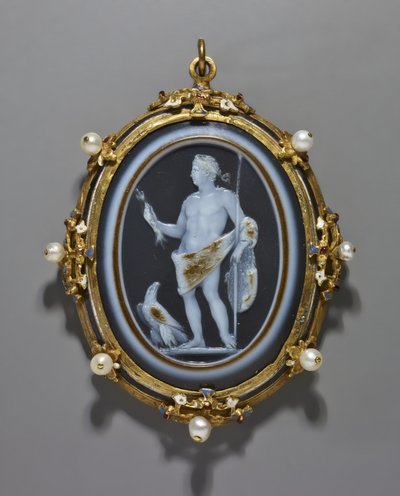 Kamee, die einen römischen Kaiser als Jupiter darstellt, Kamee: Römisch, A.D. 41-54, Rahmen: Italienisch, spätes 16. Jahrhundert von Italian School