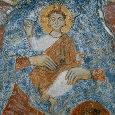 Christus, Detail des Freskos der Madonna mit Kind und den Engeln Raffael und Gabriel von Italian School