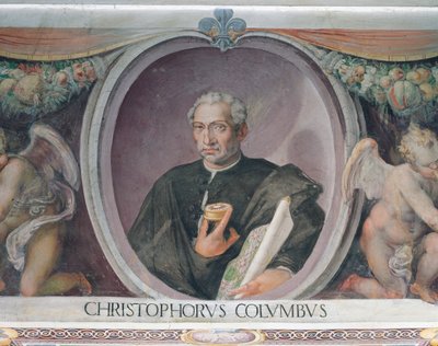 Christoph Kolumbus, in der Sala del Mappamondo von Italian School