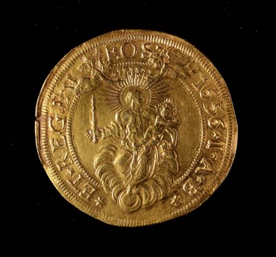 Währung der Republik Genua: 12,5 Gold-Doppie-Münze. Durchmesser 61 mm. 1656. Rückseite. Genua Musei di Strada Nuova (Inv. 6453) von Italian School