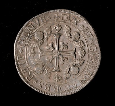 Währung der Republik Genua: fünf Ecu-Silbermünze. Durchmesser 61 mm. 1693. Vorderseite von Italian School