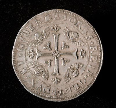 Währung der Republik Genua: Sechs-Ecus-Silbermünze. Durchm. 61,5 mm. 1715. Rückseite. Genua Musei di Strada Nuova (inv, M7156) von Italian School