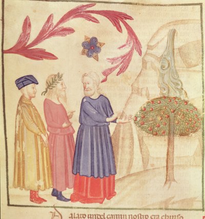 Dante und Virgil (70-19 v. Chr.) im irdischen Paradies, aus Die Göttliche Komödie von Dante Alighieri (1265-1321) von Italian School