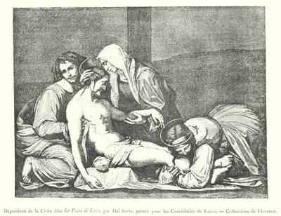 Kreuzabnahme genannt La Pieta di Luco, von Del Sarte, gemalt für die Kamaldulenser von Lucco, Sammlungen von Florenz von Italian School