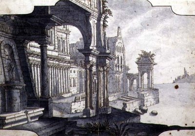Entwurf für ein Bühnenbild (um 1750) von Italian School
